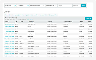 Order search result