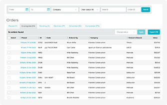View in progress orders