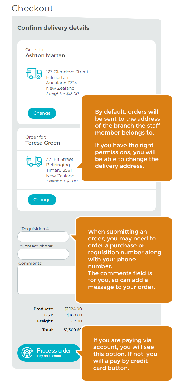 Checkout page mobile