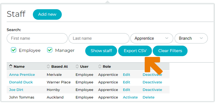 Export CSV