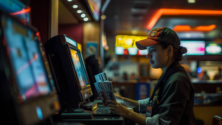 Employee At Fast Food Terminal