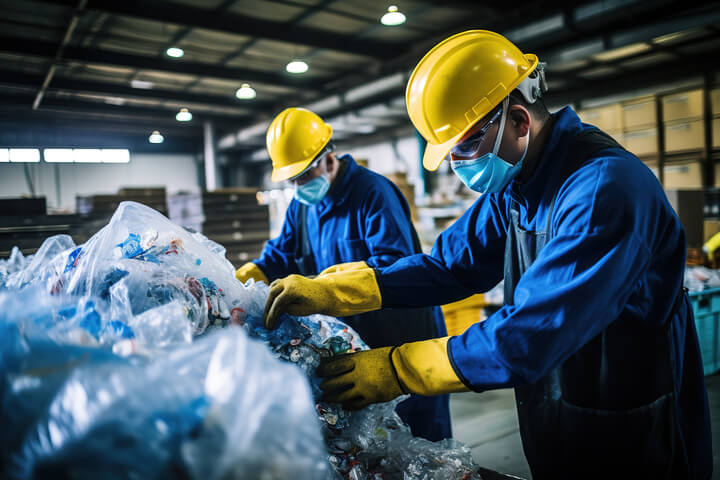 Waste Sorting At Industrial Recycling Plant